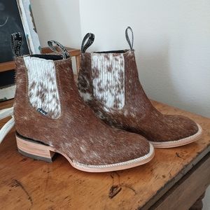 cowhide ankle boots